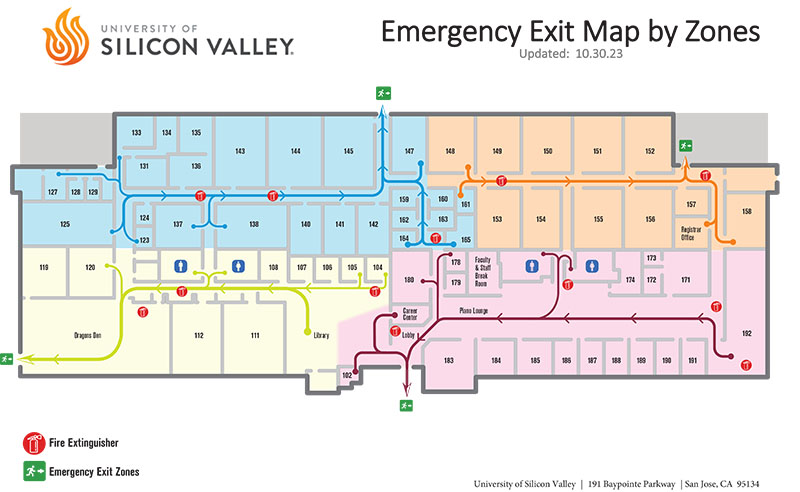 USV Campus Emergency Exit Map Routes by Zones